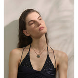 Natural Gray Agate Stone Oval Pendant Necklace