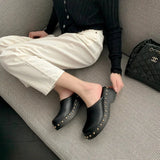 Lorie Leather Rivet Wedge Clogs
