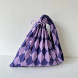 Lillian Diamond Pattern Pleats Knit Bags