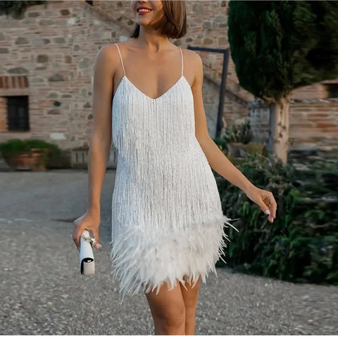 Teressa Feather Tassel Sequin Mini Dress