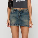 Maya Bow Knot Print Denim Mini Skirt
