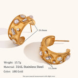 Luxe Encrusted Pearl and Crystal C Hoop Earrings