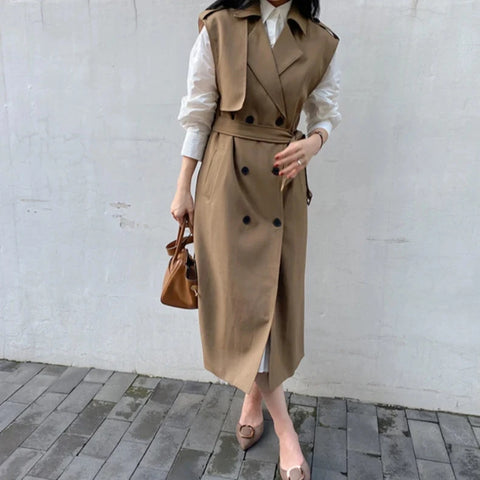 Luena Sleeveless Trench Coat – watereverysunday Luena Sleeveless Trench Coat – watereverysunday