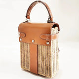 Louise Square Rattan Padlock Mini Handbag