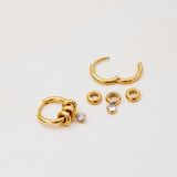 Minimalist 18K Gold White Zirconia Hoop Earrings