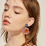 Clear Resin Rose Drop Earrings - 7 Colors