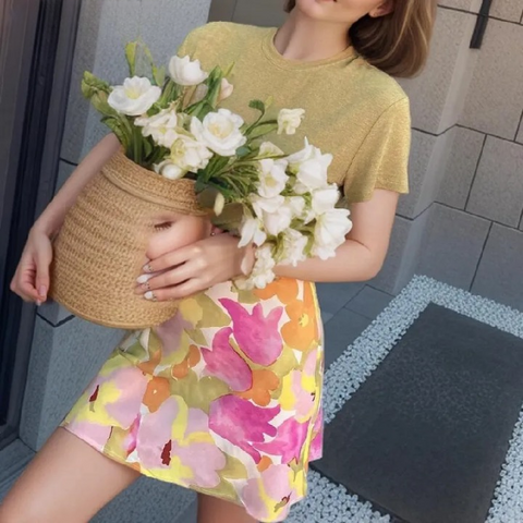Lily Rose Tie-dye Floral Mini Skirt