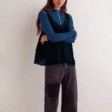 Bella Contrast Trim High Neck Long Sleeve Tees