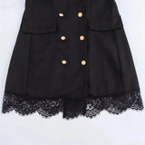 Erna Lace Trim Double Breasted Blazer Dress