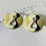 Edan Luxe Ying Yang Black and White Stud Earrings