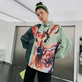 Susie Deer Print Casual Shirts