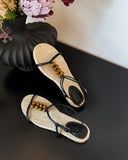 Mariel Straw Woven Bead Gladiator Sandals