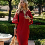 Espa Bohemian Embroidery Puff Sleeve Dress