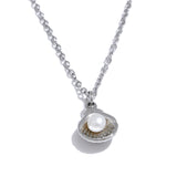 Mother Of Pearl Golden Shell Pendant Necklace