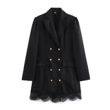 Erna Lace Trim Double Breasted Blazer Dress