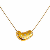 Golden Heart Zircon & Pearl Pendant Necklaces