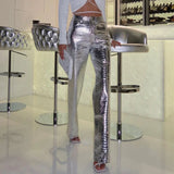 Farah Croco Effect Metallic Pants