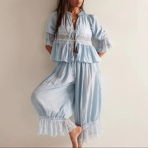 Sefina Vintage Lace Baby Dolll Blouse and Bloomer Pants Sets