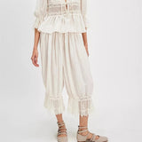 Sefina Vintage Lace Boomer Ruffle Pants