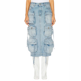 Selma Multi Pocket Cargo Denim Skirt
