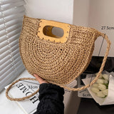 Sema Woven Straw Half Moon Bag