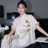 Serenity Tulip Embroidery Cheongsam Blouse watereverysunday