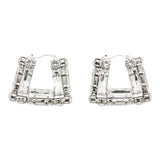 Chic Rhinestone Square Hoop Earrings