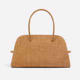 Lolanda Croco Embossed Suede Bowling Bag