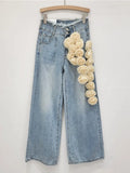 Ethina 3D Flower Applique Wide Leg Jeans