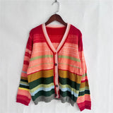 Sombre Rainbow Stripe Knit Cardigan