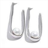 Ilana Pearl Oval Hoop Earrings