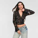 Sachi Sexy V-Neck Lace Crop Top