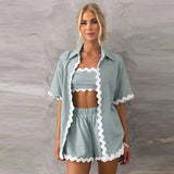 Avalon Waffle Trim Shirt & Short Set