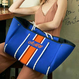 Delma YOUR Initials Monogram Stripe Neoprene Tote