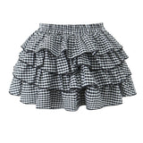 Aili Gingham Tierred Ruffles Mini Skirt