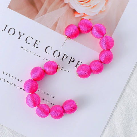 Juliana Silk Pom Pom Hoop Earrings