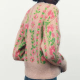 Emilee Sweet Floral Intarsia Cardigan Sweater