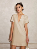 Vanessa V-Neck Solid Tunic Mini Dress