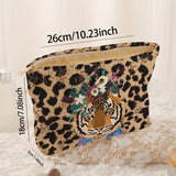 Flower Tiger Print Cosmetic Pouch