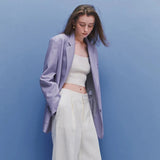 Lauren Soft Pastel Faux leather Blazer