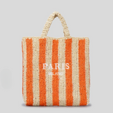 Paris Candy Color Stripes Straw Knit Shopper Totes