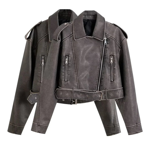 Sia Distressed Look Biker Jackets