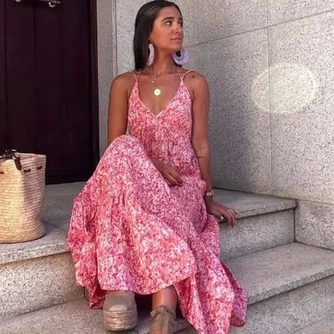 Brooke V-neck Pink Halter Sun Dress Brooke V-neck Pink Halter Sun Dress