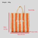 Paris Candy Color Stripes Straw Knit Shopper Totes