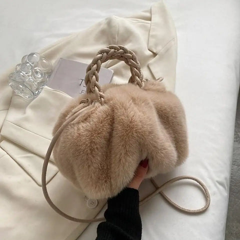 Kiania Faux Mink Pumpkin Bag