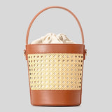 Nila Faux Leather Rattan Mini Bucket Bag