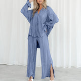 Chiara Solid Color Pleated Pajama Style Sets