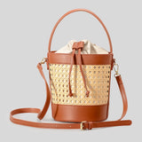Nila Faux Leather Rattan Mini Bucket Bag
