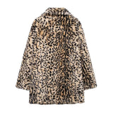 Agnete Faux Fur Leopard Midi Coat