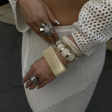 Regina Vintage Acrylic Resin Ivory Bangle Bracelets